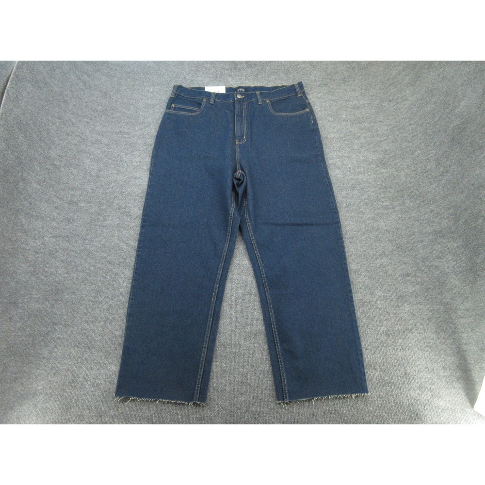 Harbor Bay Mens Jeans Straight NWT Dark Wash Raw Hem 40/34